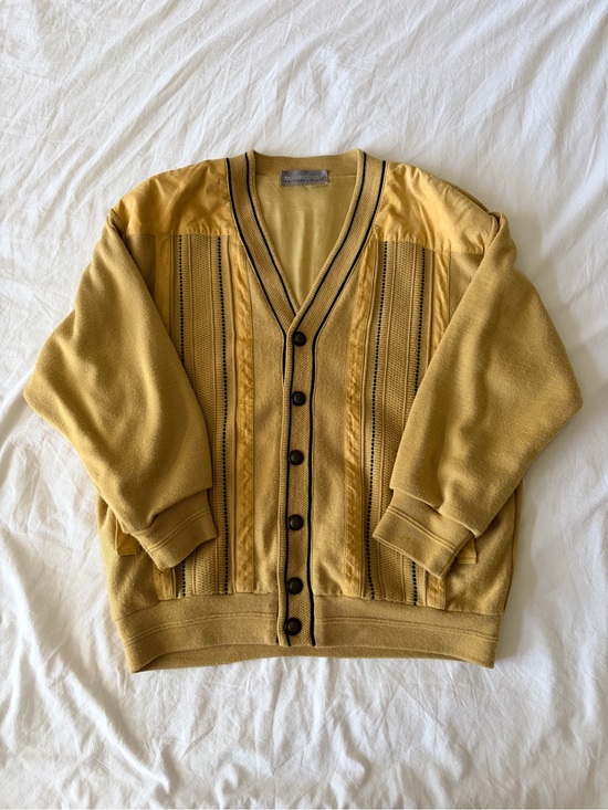 Breidhof Other - Men's Vintage Mustard Button-Front Cardigan with Contrast Trim